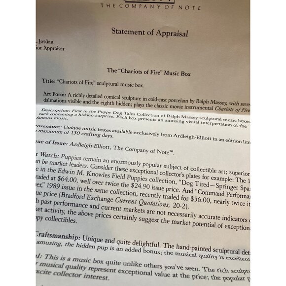 Chariots of Fire Dalmatian Puppy Trinket Music Box Fire Chief Figurine 1992 - Picture 11 of 11